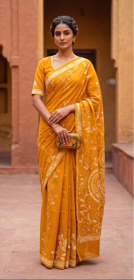 Pen Batik Mul Mul Cotton Saree