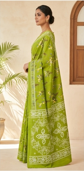 Light Green Mul Mul Cotton Anjali Saree With Blouse Unstitched