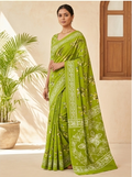 Light Green Mul Mul Cotton Anjali Saree With Blouse Unstitched