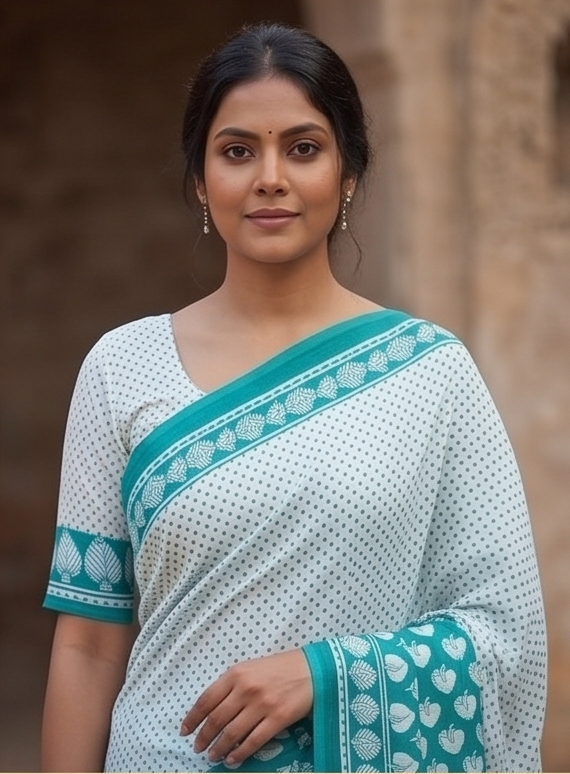 Sky Blue Mul Mul Cotton Gopi  Saree With Blouse Unstitched