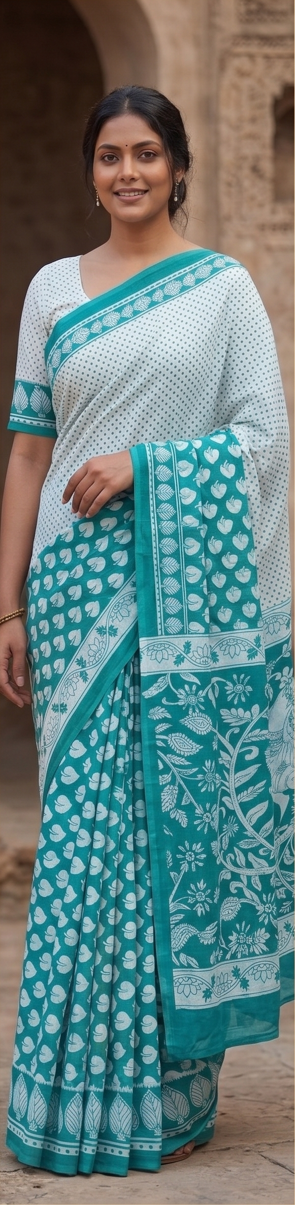Sky Blue Mul Mul Cotton Gopi  Saree With Blouse Unstitched