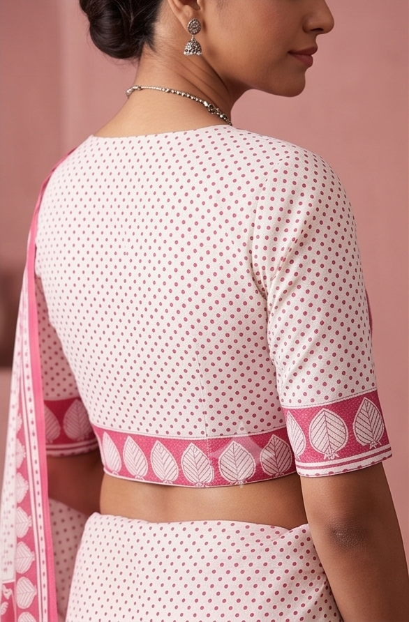Pink Mul Mul Cotton Gopi Saree With Blouse Unstitched