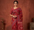 Red Mul Mul Cotton Anjali Saree With Blouse Unstitched