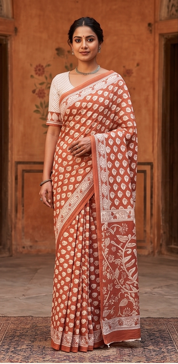 Mud Mul Mul Cotton Gopi  Saree With Blouse Unstitched