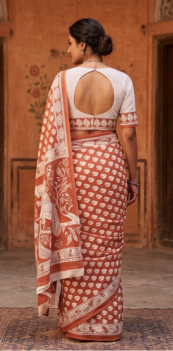 Mud Mul Mul Cotton Gopi  Saree With Blouse Unstitched