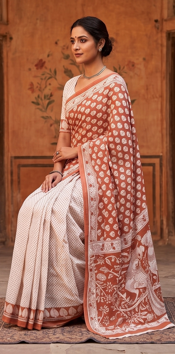 Mud Mul Mul Cotton Gopi  Saree With Blouse Unstitched