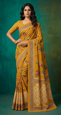 Yellow Mul Mul Cotton Anjali Saree With Blouse Unstitched